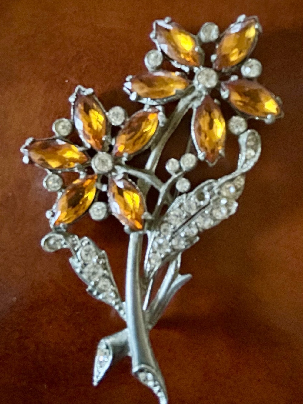 Vintage Amber Flower Brooch - Perfect for this coming Fall Season